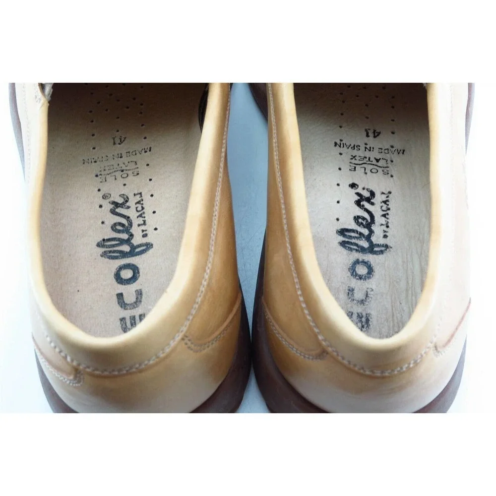 ecoflex by Lacal Shoes Sz 41‎ M Square Toe Brown Loafer Leather Men